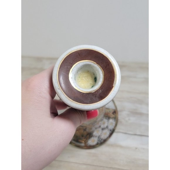 Porcelain‎ Chinese Floral Hand Painted Vintage Candlestick Holder Asian Flowers - Picture 9 of 11
